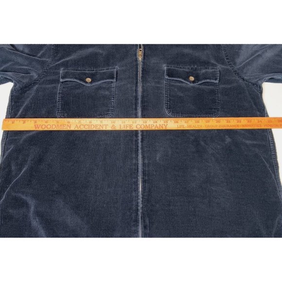 Lauren Ralph Lauren Womens Large Shirt Jacket Blue Corduroy Wide Wale Oversized - Picture 3 of 10